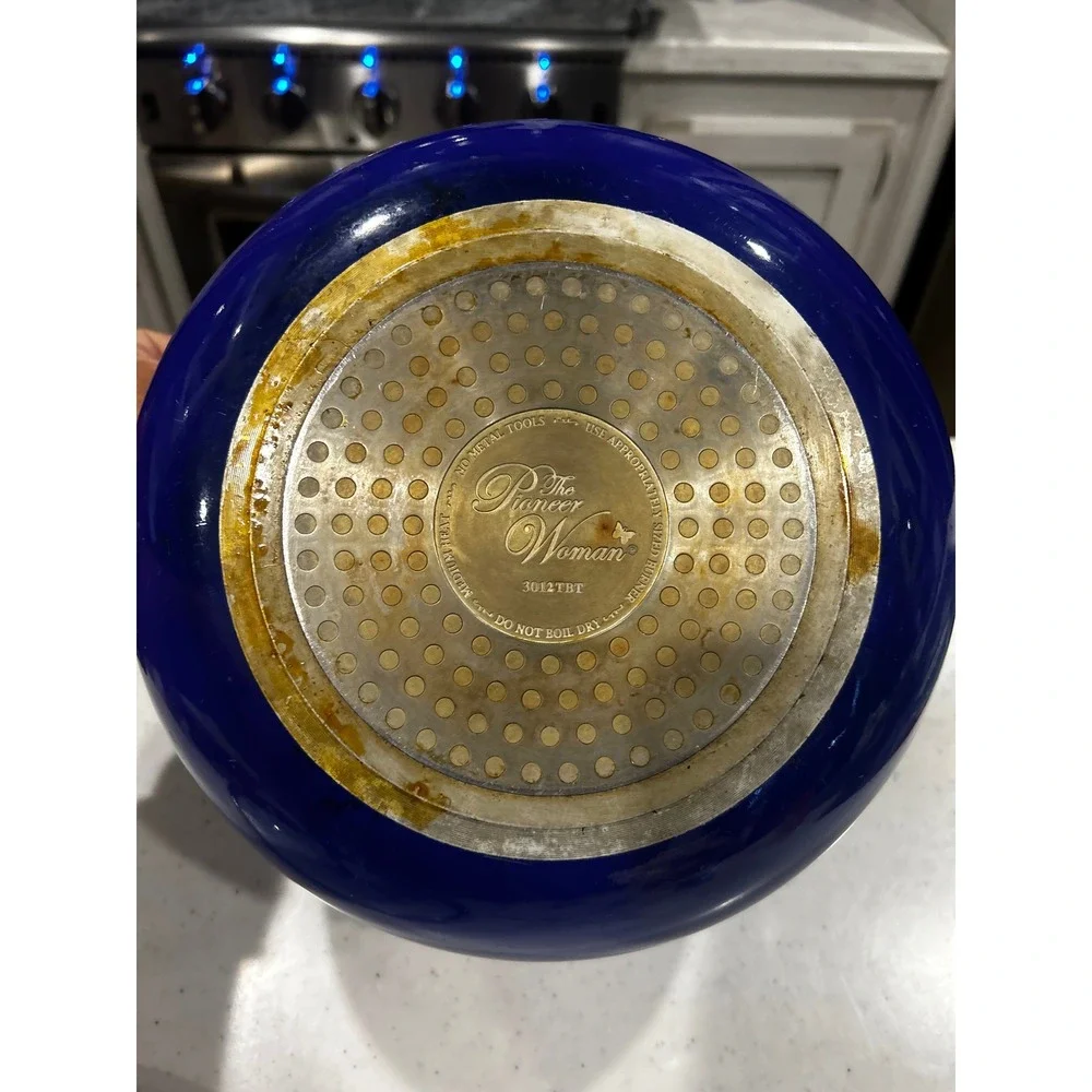The Pioneer Woman Blue Floral Enamel Aluminum Stockpot with Glass Lid 3012TBT